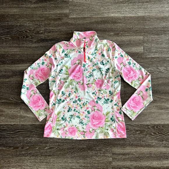 NWOT LoveShackFancy x BOGNER Fire + Ice Margot Zip Floral Top XL Roses Ski Layer - Picture 4 of 16